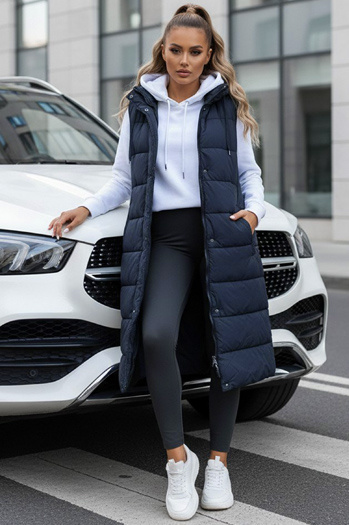 Lange gesteppte Damenweste navy blau Dstreet TY5252