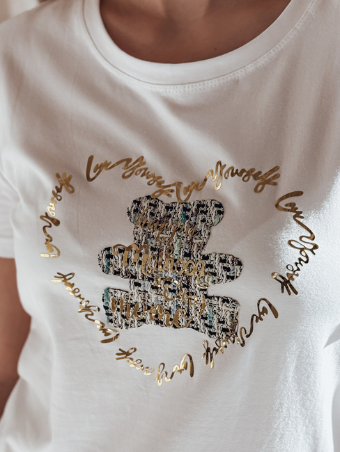 Damen-Teddybär T-Shirt TEDDYCAP weiß Dstreet RY2745