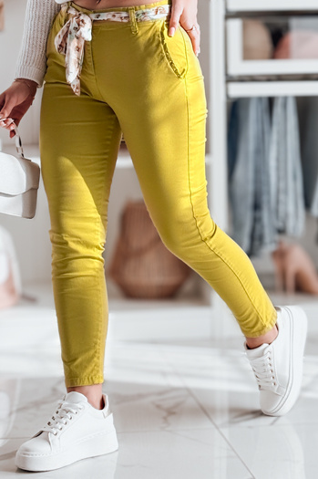 Damen Stoff Chinos mit Gürtel ROSSALI senf Dstreet UY2533