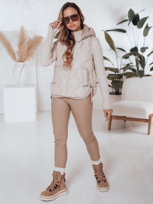 Damen Steppweste mit Kapuze MISSVEST beige Dstreet TY5020
