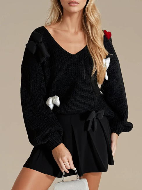 Damen Einheitsgröße Pullover PUREBOW schwarz Dstreet MY2364