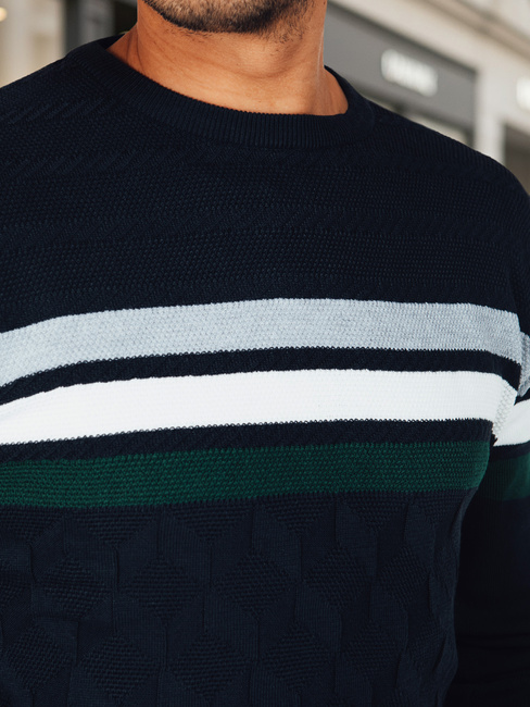 Marineblauer gestreifter Herren-Pullover Dstreet WX2334