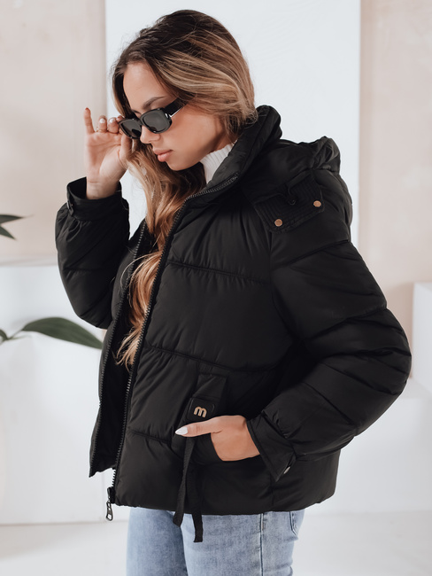 Gesteppte Damen Winterjacke mit Kapuze schwarz Dstreet TY5064