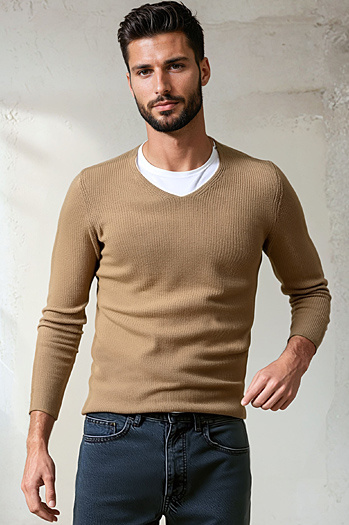 Brauner Herren-Pullover WX2306