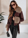 Damen Winter Lederjacke mit Pelz burgundy Dstreet TY5208