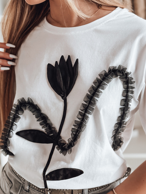 Damen-T-Shirt in Übergröße mit 3D PETINIA-Effekt weiß Dstreet RY2713