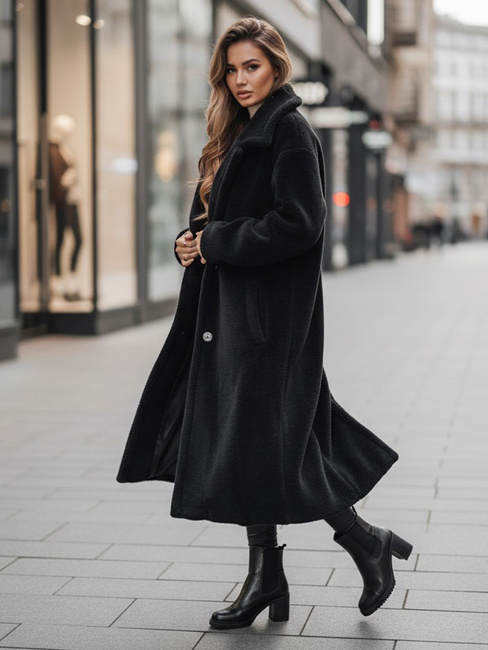 Damen Wintermantel Teddyfell lang schwarz Dstreet NY0760z