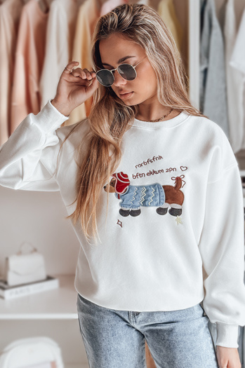 Damen Sweatshirt in Übergröße mit Stickerei DOGSWEETY weiß Dstreet BY1478