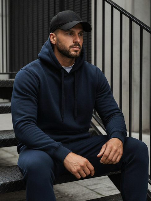 Herren Kapuzenpullover Dunkelblau BX3001