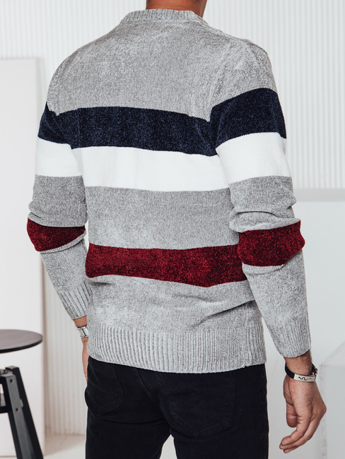 Grauer gestreifter Herren-Pullover Dstreet WX2241