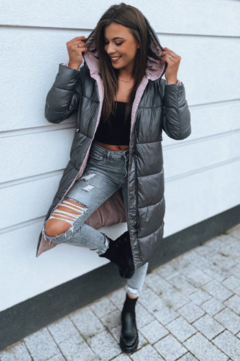 Damen Gesteppt Wendejacke KERMIT Grau Dstreet TY2863