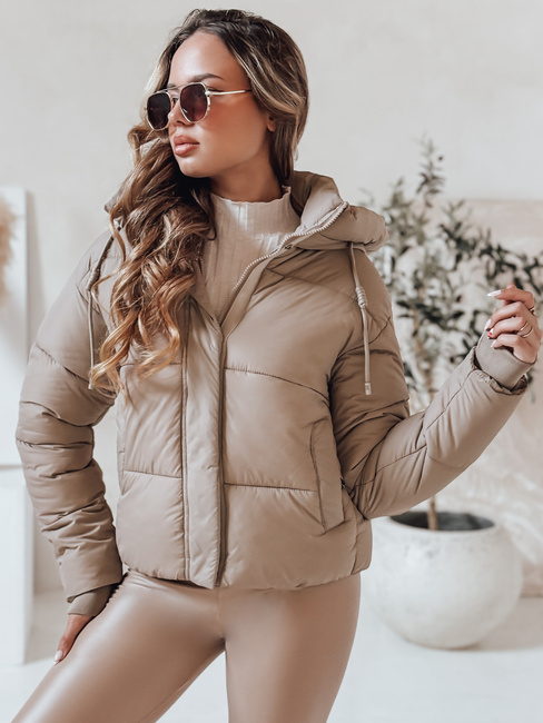 Damen SNOWLIKE gesteppte Winterjacke mit Kapuze hellbeige Dstreet TY4931