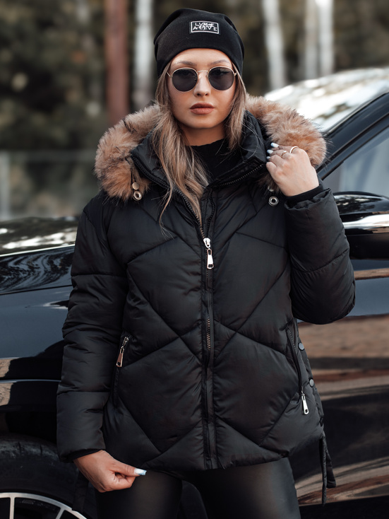 Damen Winterjacke LESISI gesteppt mit Kapuze schwarz Dstreet TY4716