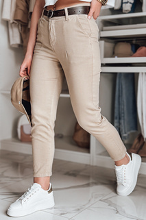 Damen Slim Fit Hose mit Gürtel TAIRONIK dunkelbeige Dstreet UY2545