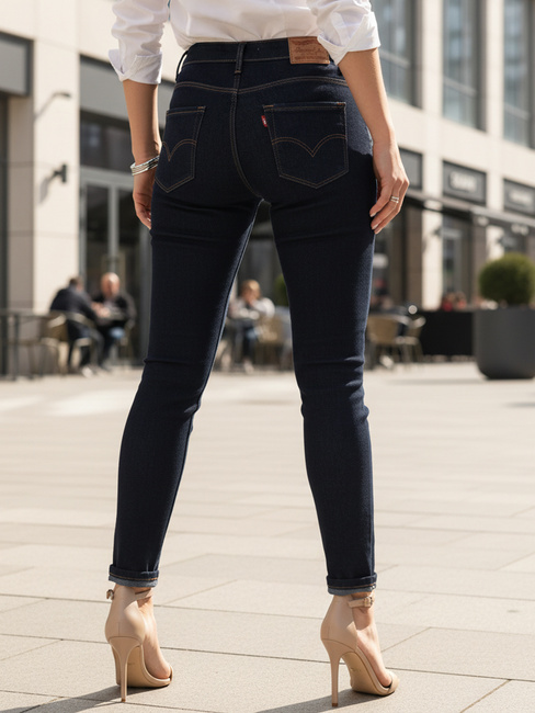 Damen Skinny Jeans mit hoher Taille navy blau Dstreet UY2865