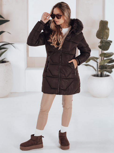 Damen Steppjacke mit Fell braun Dstreet TY5222