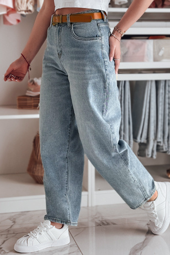 Damen Denim Baggy Hose mit Gürtel NEWFLOVER blau Dstreet UY2458
