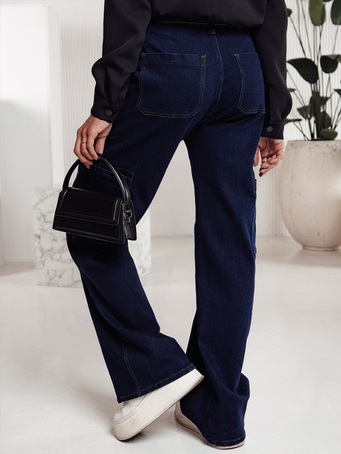 Damen-Baggy-Hose FITZONE denim cargo dunkelblau Dstreet UY2243
