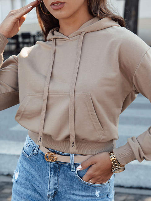 TRENDHOOD Damen Kapuzenpullover hellbraun Dstreet BY1311