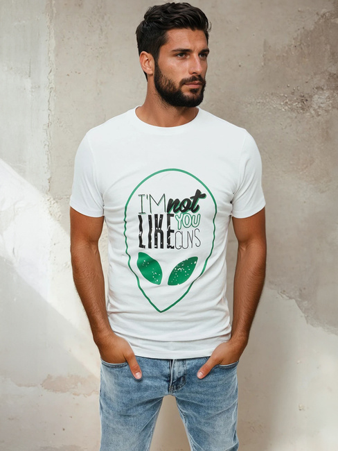 Herren T-shirt mit Aufdruck Weiß Dstreet RX4154