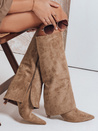 Damenstiefel aus Wildleder mit breitem khakifarbenem Schaft Dstreet ZY1099