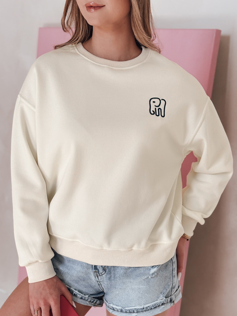 Damen Sweatshirt in Übergröße mit Stickerei SOFTSLON ecru Dstreet BY1433