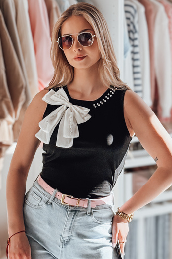 Trägerloses Damen-T-Shirt mit Schleife PERBOW schwarz Dstreet RY2733