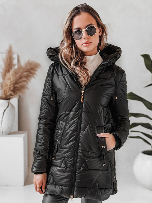 Gesteppte Damen Winterjacke mit Kapuze schwarz Dstreet TY5089
