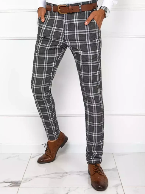 Herren Chinohose Kariert Dunkelgrau Dstreet UX3776