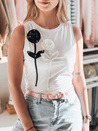 PETITO weißes Dstreet trägerloses T-Shirt für Frauen mit Blumenmuster RY2730