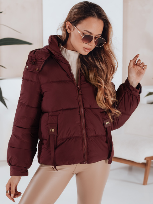 Damen Stepp-Winterjacke mit Kapuze kastanienbraun Dstreet TY5065