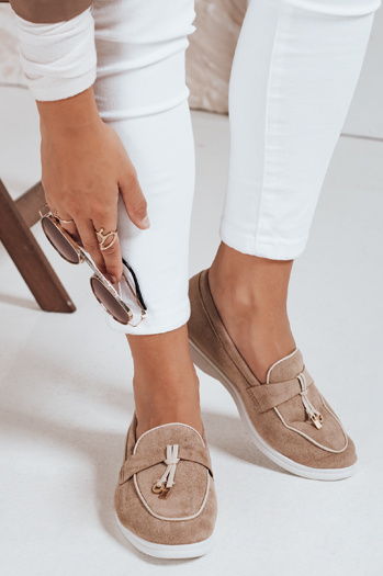 Damen Wildleder beige Mokassins Dstreet ZY1050