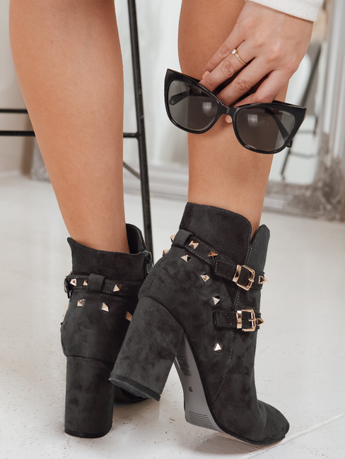 Dunkelgraue Damenstiefel aus Wildleder Dstreet ZY1257