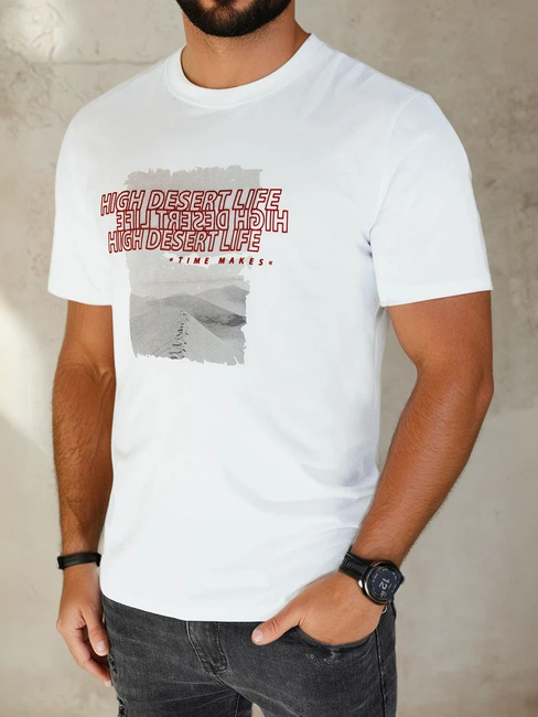 Herren T-shirt mit Aufdruck Farbe Weiß DSTREET RX5487