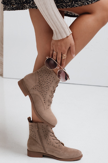 Damen beige durchbrochene Stiefel Dstreet ZY1045