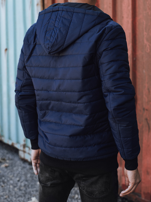 Herren Übergangsjacke mit gesteppter Kapuze navy blau Dstreet TX4936