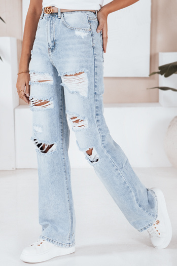 Damen Jeans mit weitem Bein und Löchern blau Dstreet UY2801