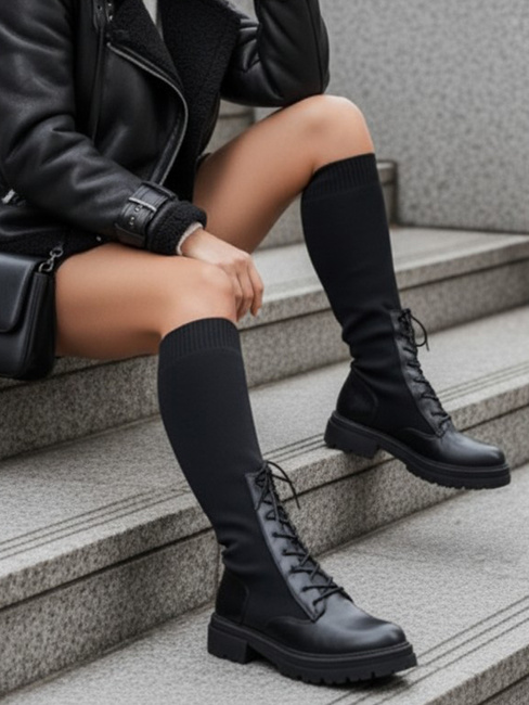 Damen Sockenstiefel schwarz Dstreet ZY1014