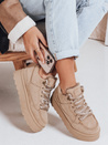 Damen Pelz Plattform Turnschuhe beige Dstreet ZY1070