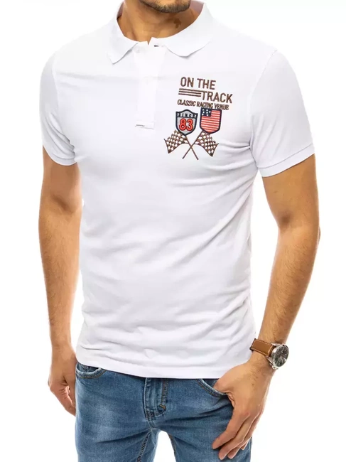 Herren Poloshirt mit Stickerei Weiß Dstreet PX0452