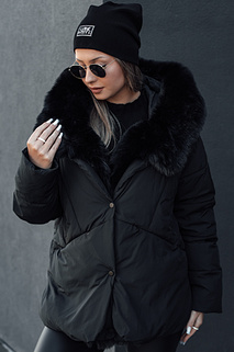 LUNAVI Damen Winterjacke gesteppt mit Pelz schwarz Dstreet TY4667