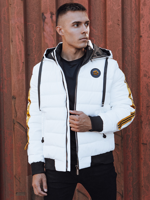 Herren Steppwinterjacke mit Kapuze weiß Dstreet TX4865