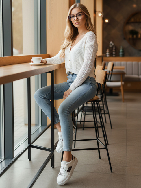 Damen Durchbrochener Pullover GOFFY Farbe Weiß DSTREET MY2278