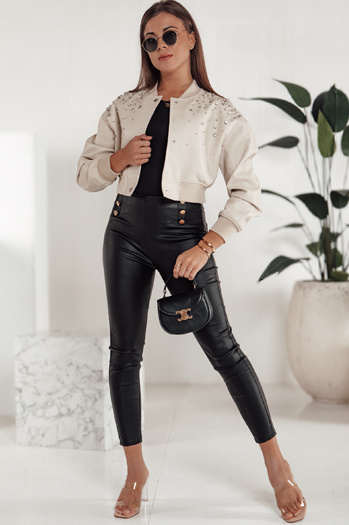 Gewachste SKINLOVE Damenhose mit hoher Taille schwarz Dstreet UY2198