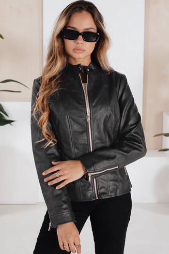 Damen Lederjacke schwarz Dstreet TY5202