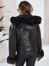 Damen Winterjacke Leder Ramoneskin mit Fell schwarz Dstreet TY5119