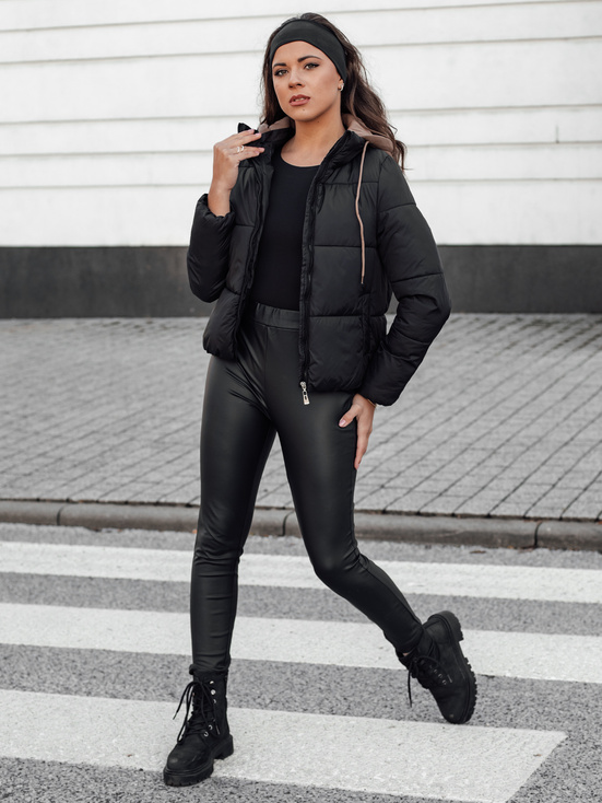 Damen Winter NORDPUFF Daunenjacke mit Kapuze schwarz Dstreet TY4617