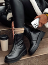 Damen NAVARIIN kurze schwarze Stiefel Dstreet ZY0535