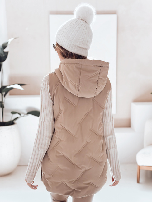 Steppweste mit Kapuze für Damen in camel Dstreet TY5107