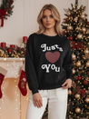 Damen Sweatshirt in Übergröße bedruckt JUST LOVE YOU schwarz Dstreet BY1472z